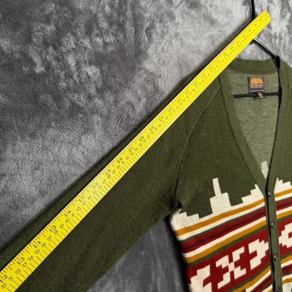 Pendleton Womens Cardigan Green Aztec Merino Wool V-Neck Size Small Western - Picture 8 of 10